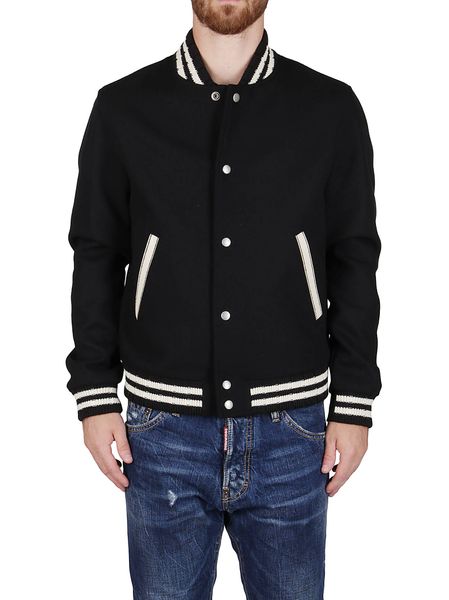 SAINT LAURENT Varsity Jacket: Lightweight Canvas with High Contrast Details