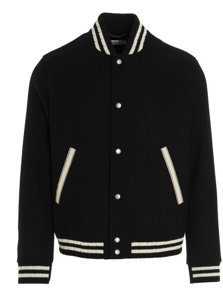 SAINT LAURENT Varsity Jacket: Lightweight Canvas with High Contrast Details