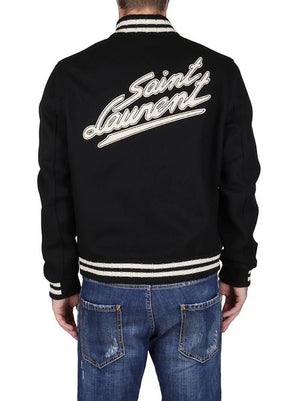 SAINT LAURENT Varsity Jacket: Lightweight Canvas with High Contrast Details