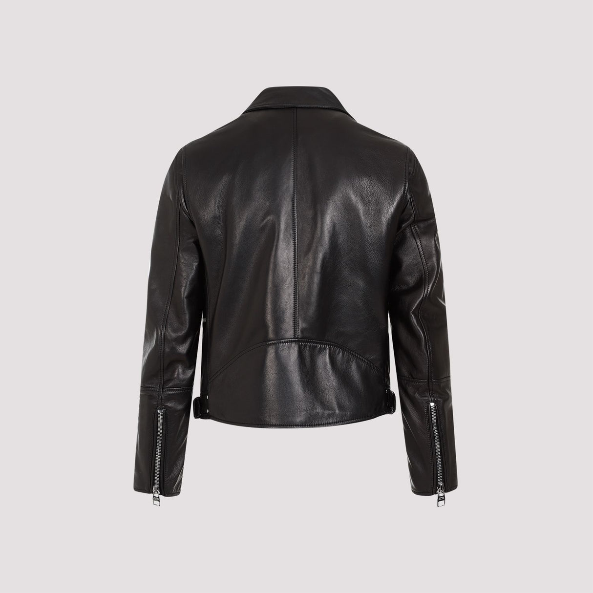 ALEXANDER MCQUEEN Black Leather Biker Jacket for Men