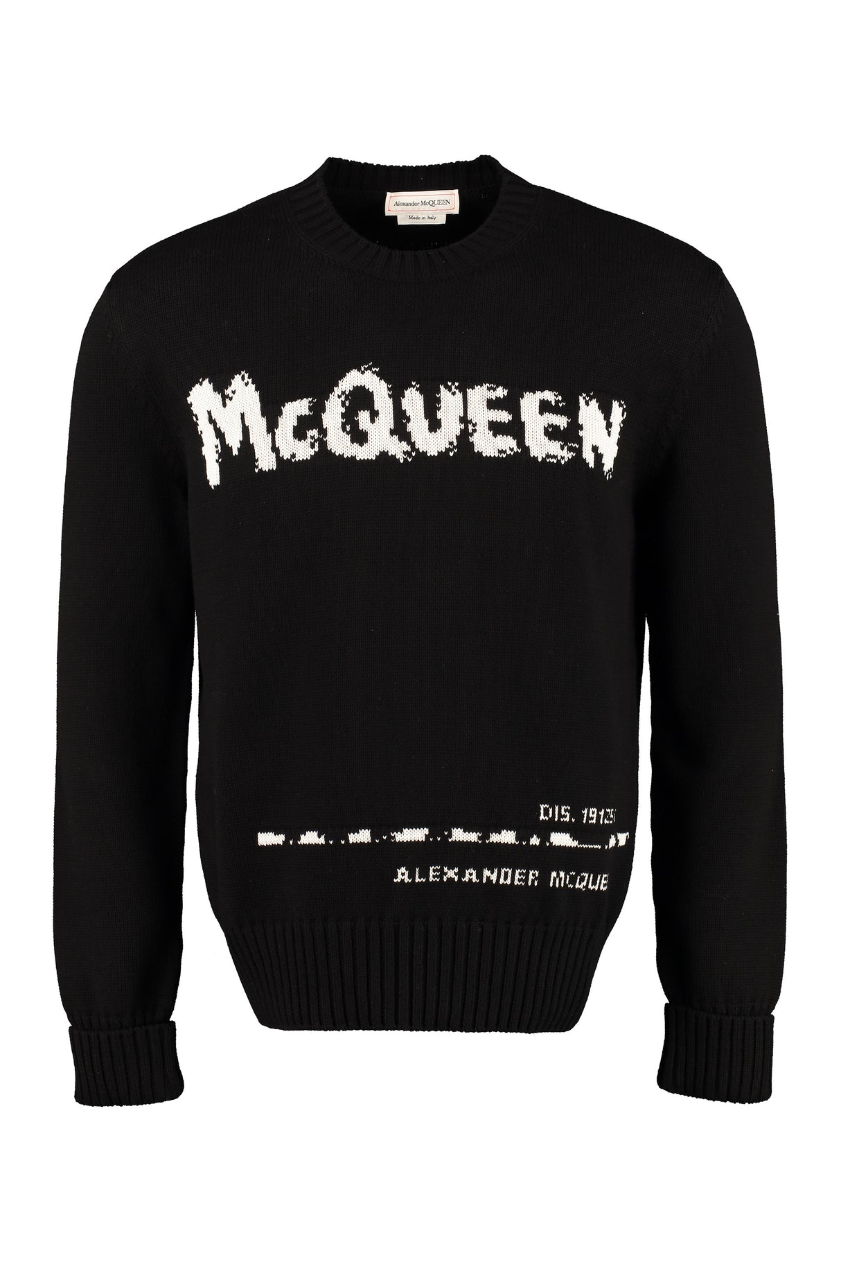 ALEXANDER MCQUEEN Men's Intarsia Sweater in Black for FW23