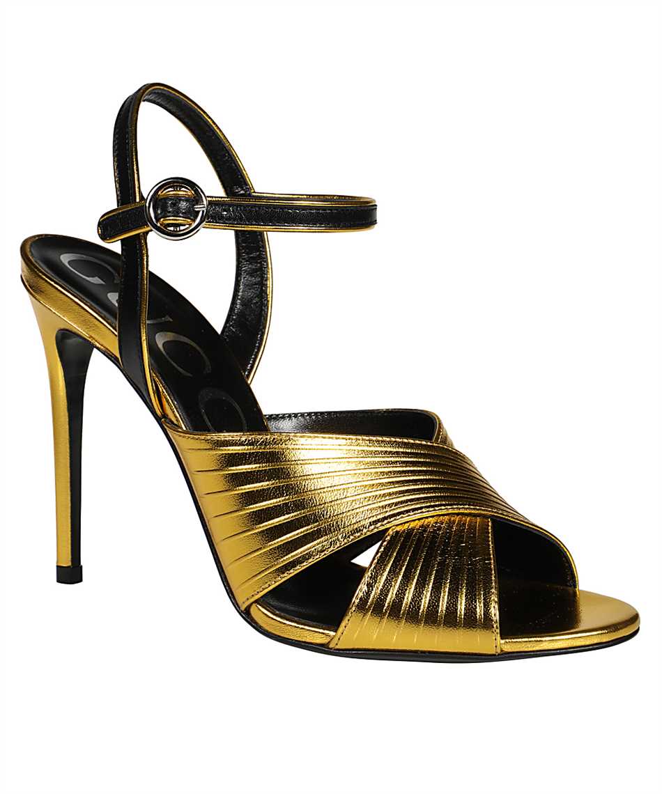 GUCCI GOLD Round Toe Sandals with Adjustable Ankle Strap for Women