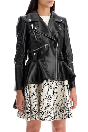 ALEXANDER MCQUEEN Peplum Leather Biker Jacket