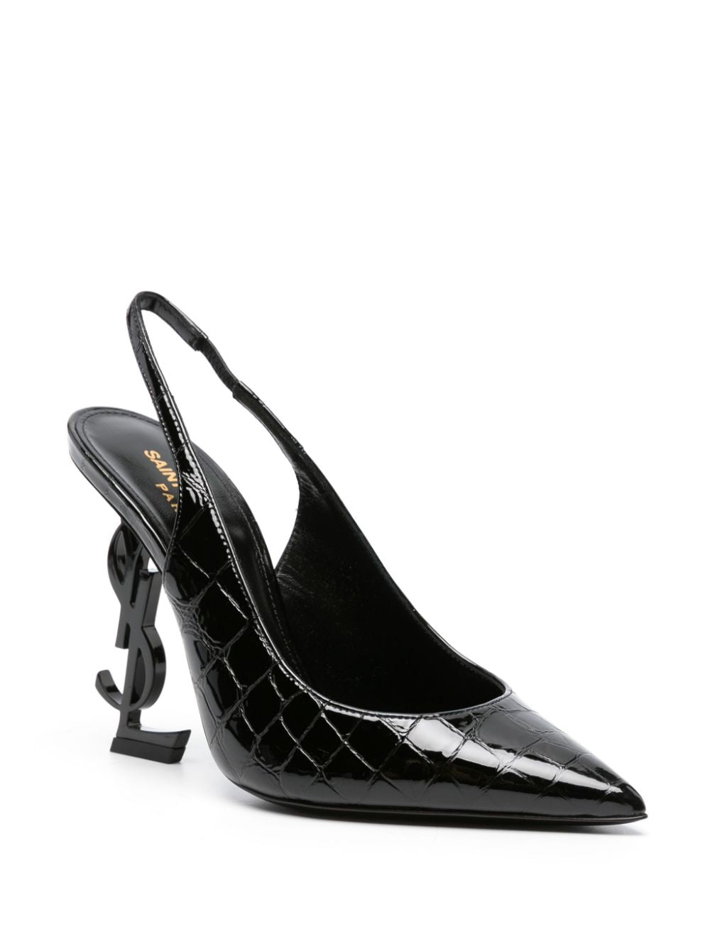 SAINT LAURENT Embossed Crocodile Effect Slingback Pumps