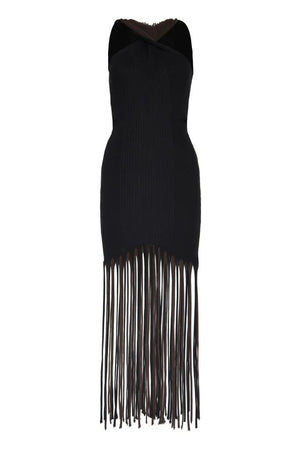 BOTTEGA VENETA Black T-Shirt with Cut-Out Shoulders and Fringed Hemline for Women - FW20