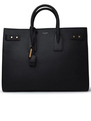 SAINT LAURENT Classic Black Calf Leather Tote Handbag for Men