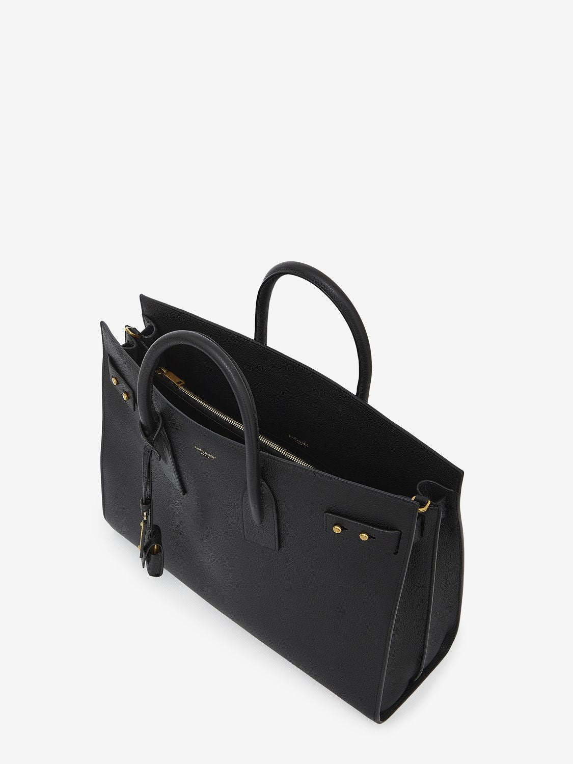 SAINT LAURENT Classic Black Calf Leather Tote Handbag for Men