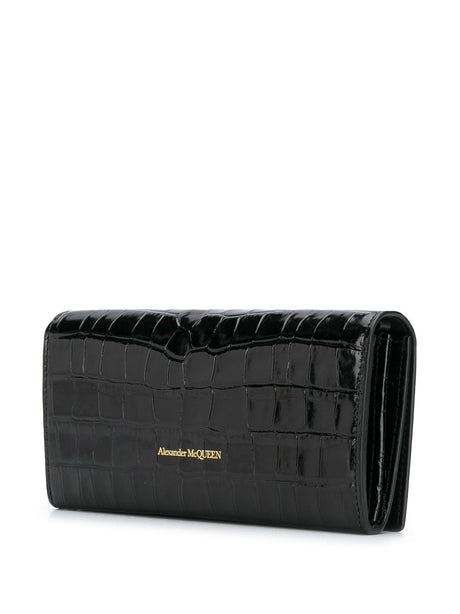 ALEXANDER MCQUEEN Black Small Leather Wallet for Women - SS24