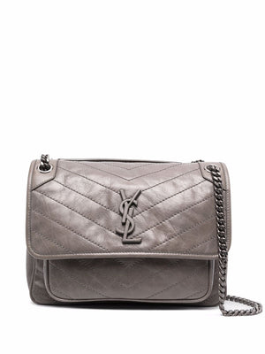 SAINT LAURENT Calf Leather Grey Kaki Handbag for Women