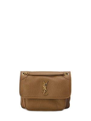 SAINT LAURENT Medium Handbag with Gold-Tone Details - 28x20x8.5 cm