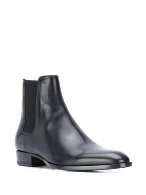 SAINT LAURENT Black Chelsea Wyatt Booties for Men - SS23