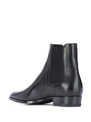 SAINT LAURENT Black Chelsea Wyatt Booties for Men - SS23