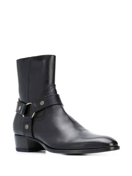 SAINT LAURENT Men's Black Leather Ankle Boots