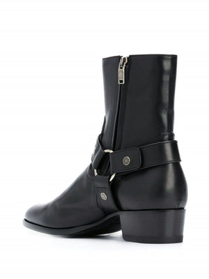 SAINT LAURENT Men's Black Leather Ankle Boots