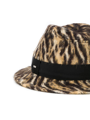 SAINT LAURENT Ocelot Alpaca Cap for Women - SS21 Collection