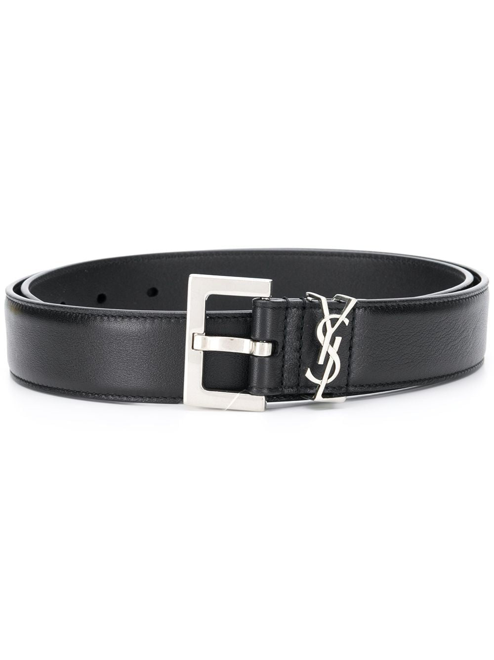 SAINT LAURENT Dây nịch da đen có logo - Bộ sưu tập SS24