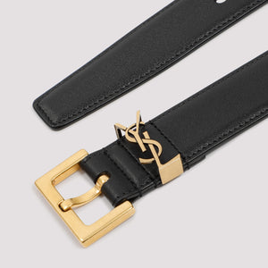 SAINT LAURENT Monogram Leather Belt - 3cm Width