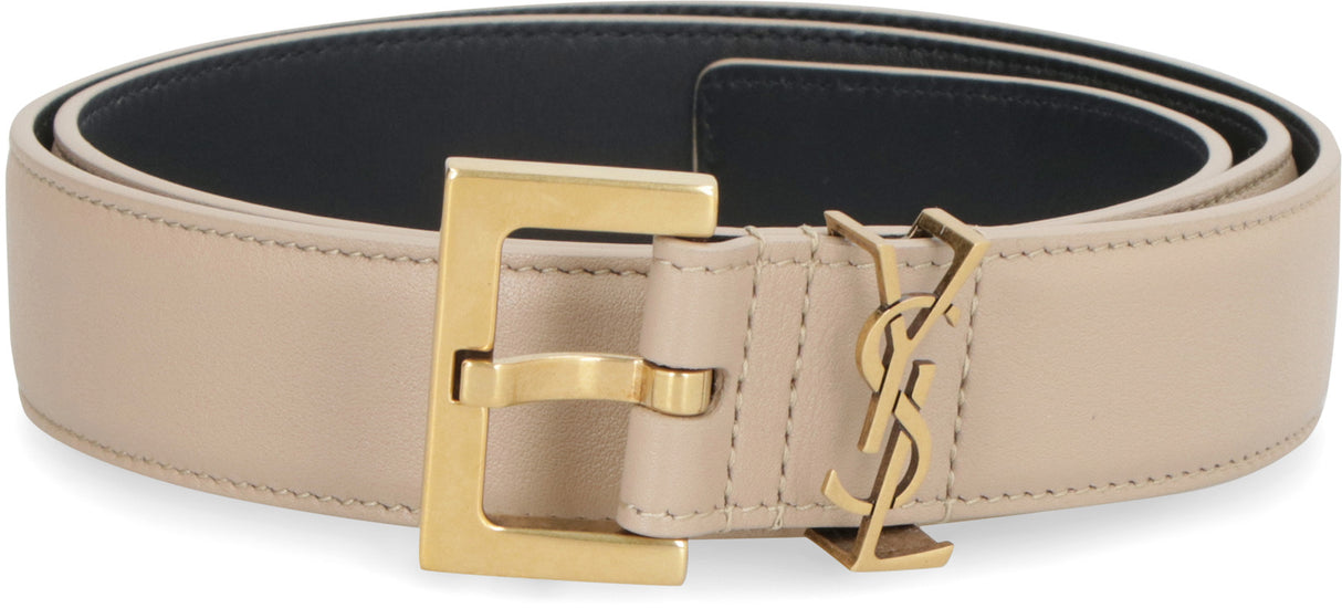 SAINT LAURENT Monogram Leather Belt - 3cm Width