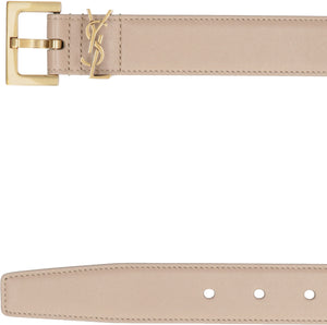 SAINT LAURENT Monogram Leather Belt - 3cm Width