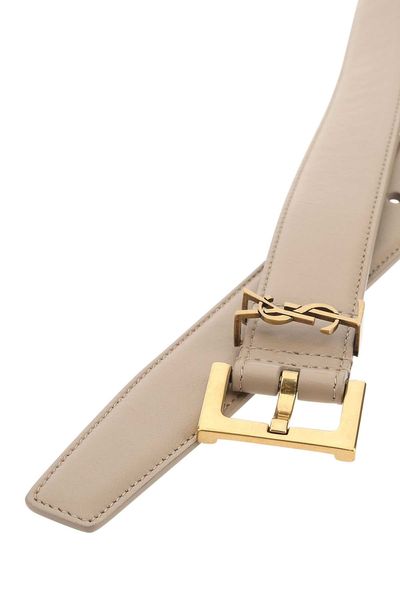 SAINT LAURENT Monogram Leather Belt - 3cm Width