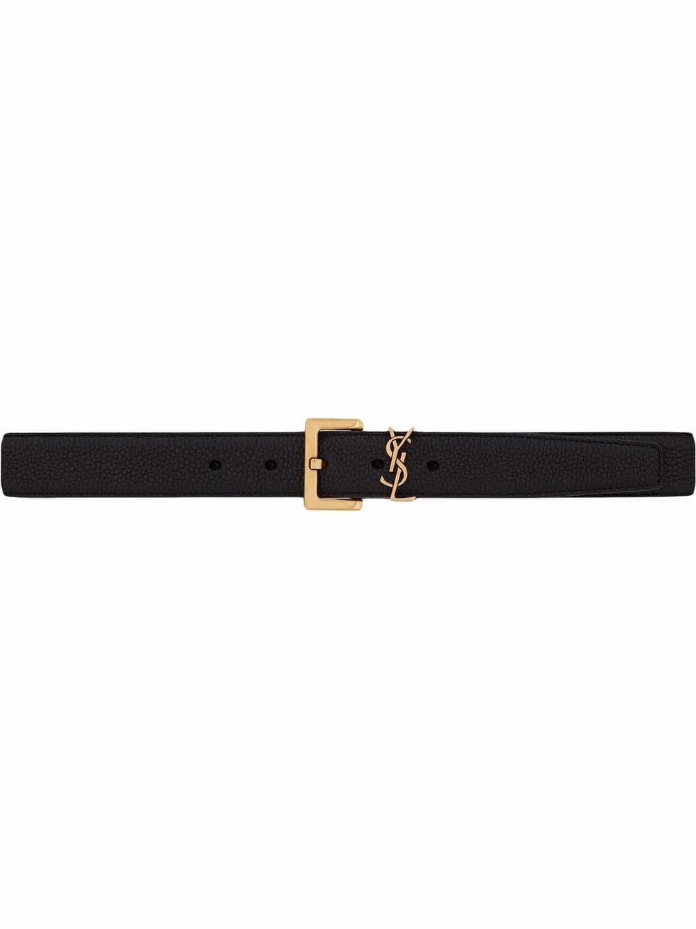 SAINT LAURENT Cassandre Logo Plaque Mini Belt