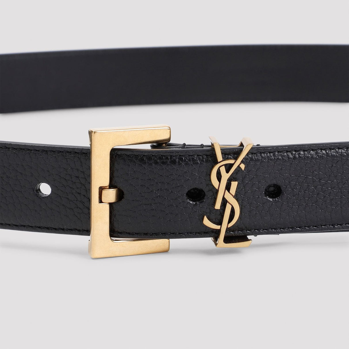 SAINT LAURENT Luxury Grained Leather Belt - Black, 3cm