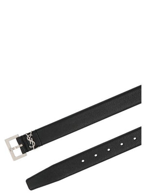 SAINT LAURENT Monogram Leather Belt - Classic Statement Accessory