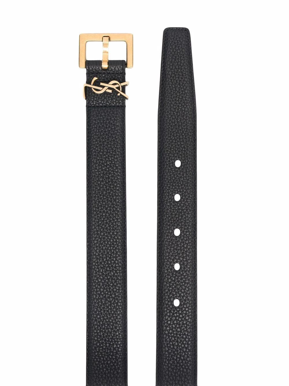 SAINT LAURENT CASSANDRE BELT WITH SQUARE BUCKLE