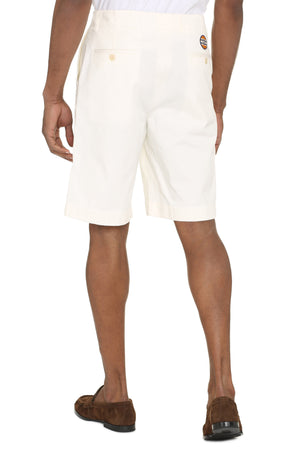 GUCCI White Cotton Drill Shorts with Back Logo Patch for Men