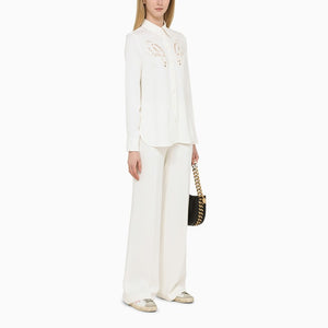 STELLA MCCARTNEY Cream-Coloured High-Waisted Viscose Trousers for Women