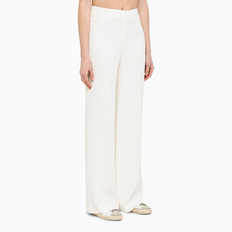 STELLA MCCARTNEY Cream-Coloured High-Waisted Viscose Trousers for Women