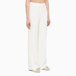 STELLA MCCARTNEY Cream-Coloured High-Waisted Viscose Trousers for Women