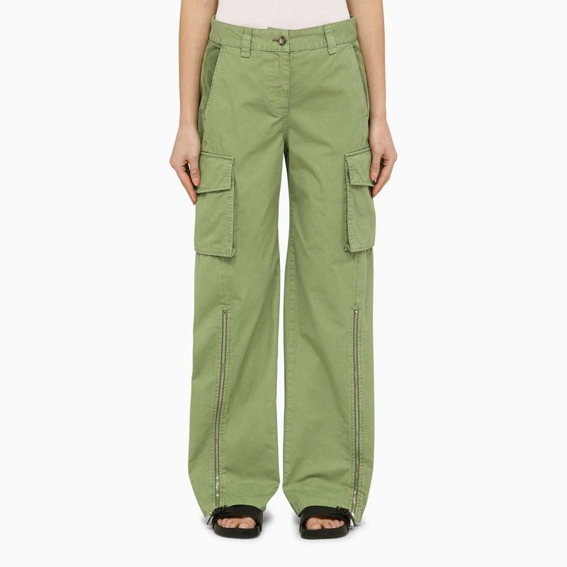 STELLA MCCARTNEY Women's Pistachio Green Cargo Trousers with Velvet Details for SS24