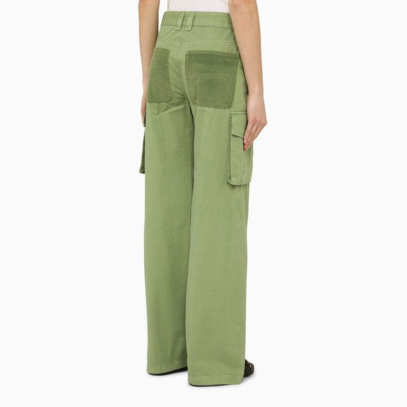 STELLA MCCARTNEY Women's Pistachio Green Cargo Trousers with Velvet Details for SS24