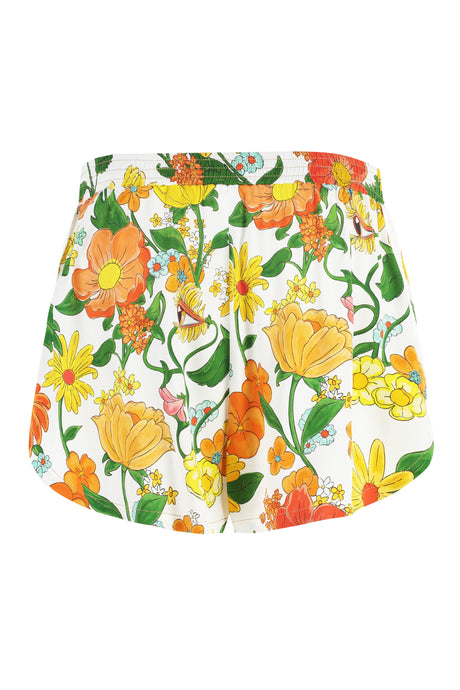 STELLA MCCARTNEY White Printed Satin Shorts for Women - SS24 Collection
