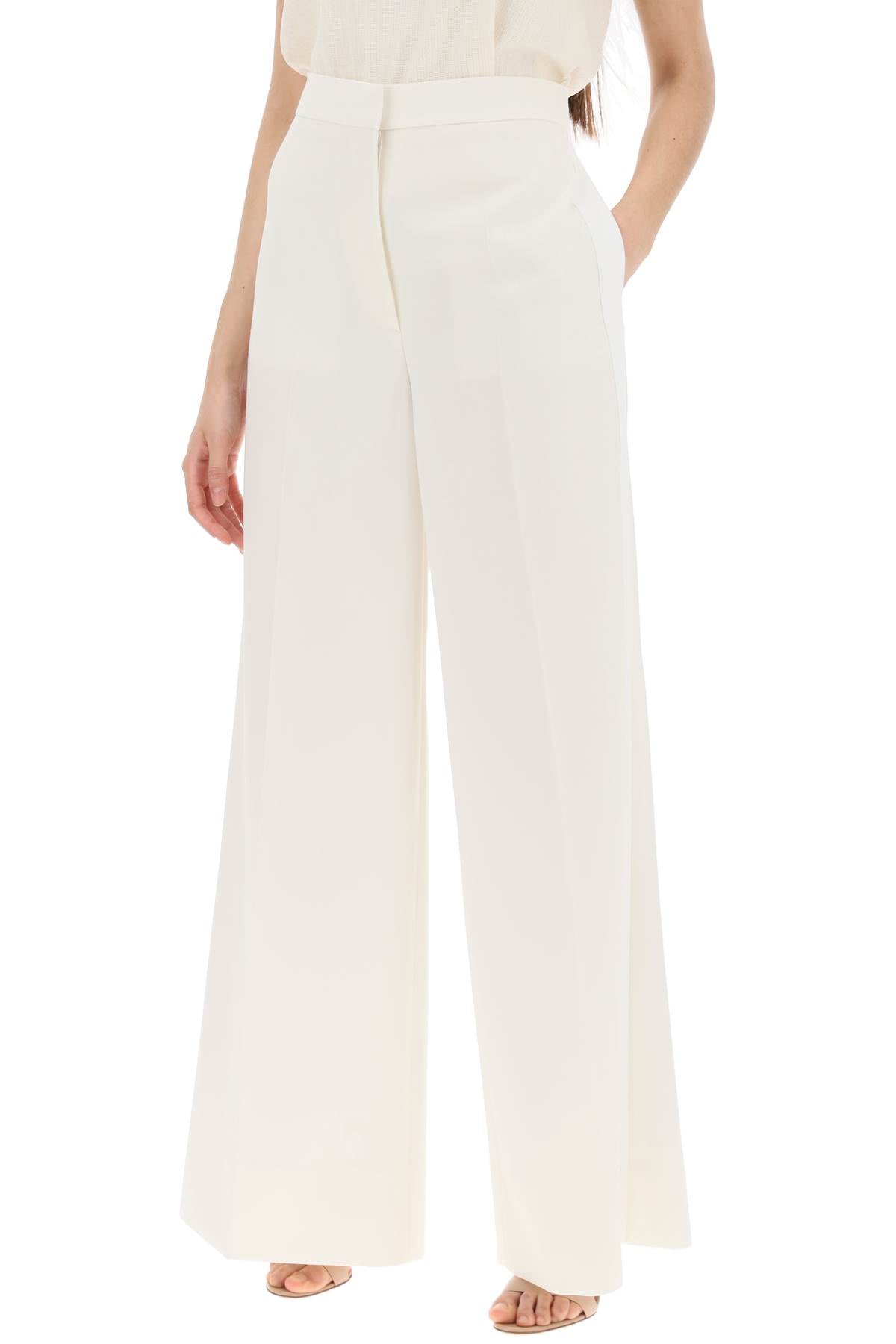 STELLA MCCARTNEY Elegant Ivory Wool Trousers with Cotton Lining