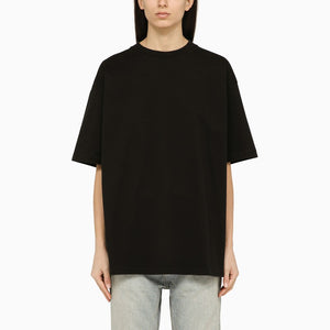 BALENCIAGA Black Crew-Neck T-Shirt with Logo - Short Sleeve, Rear Lettering, Strass Accents, Oversized Fit