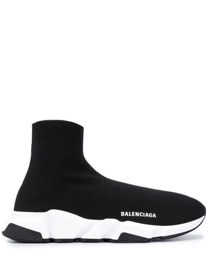 BALENCIAGA Modern and Sleek Men's Black Knit Sneakers for SS24