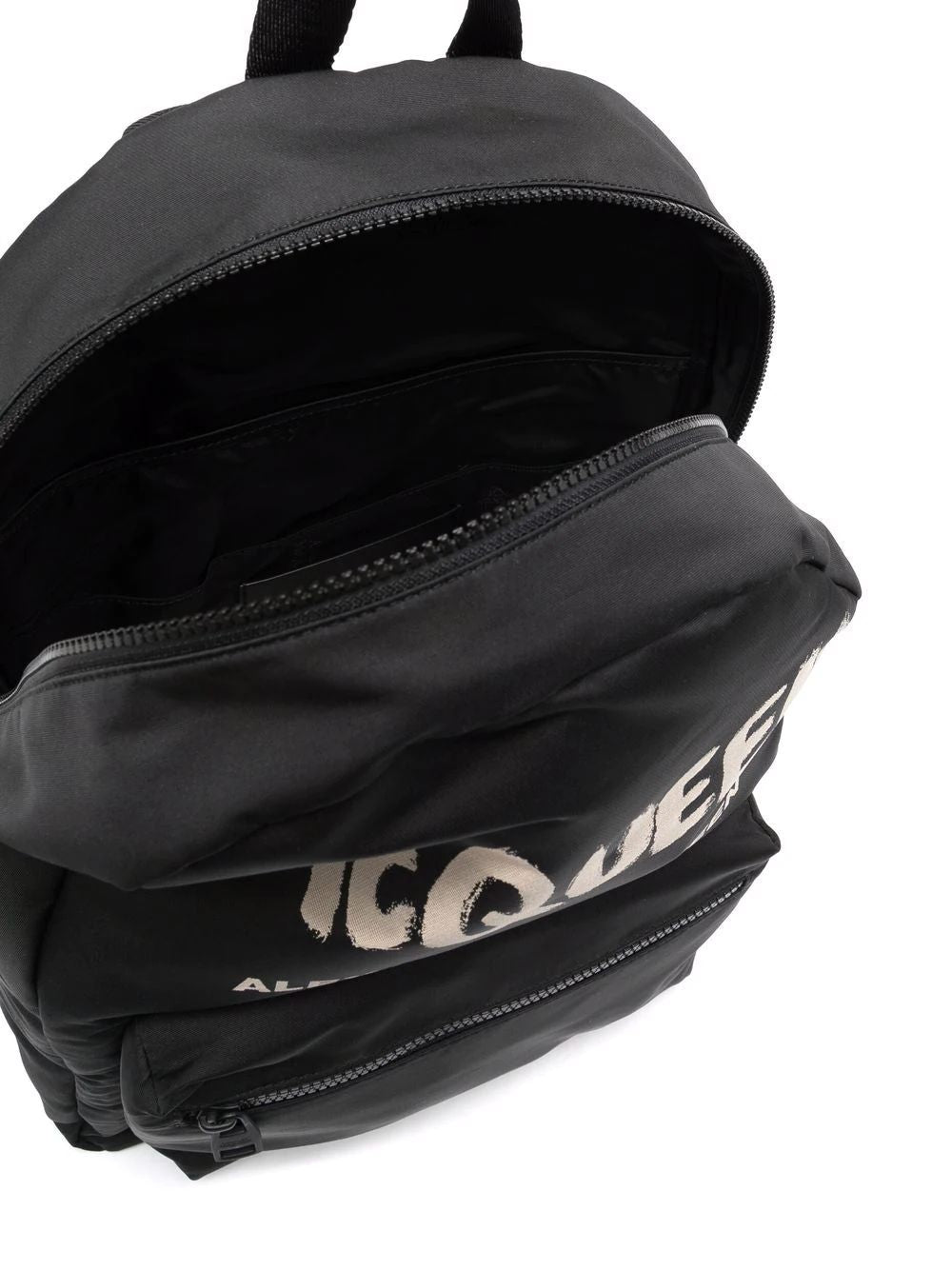 ALEXANDER MCQUEEN Black Cotton Logoed Backpack for Men in SS24