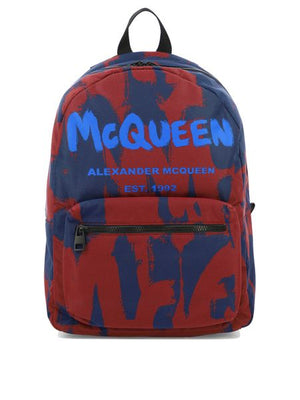 ALEXANDER MCQUEEN Abstract Printed Raffia Backpack for Men
