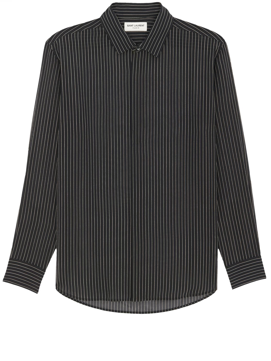 SAINT LAURENT Elegant Pinstriped Silk Georgette Shirt