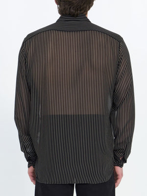 SAINT LAURENT Elegant Pinstriped Silk Georgette Shirt