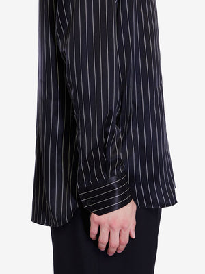 SAINT LAURENT Elegant Striped Silk Satin Shirt