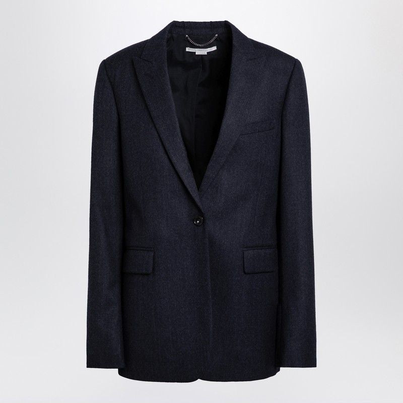 STELLA MCCARTNEY Navy Blue Single-Breasted Wool Jacket for Women