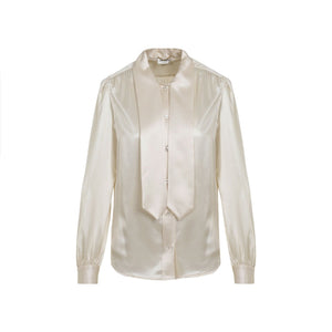 SAINT LAURENT Elegant Pure Silk White Blouse