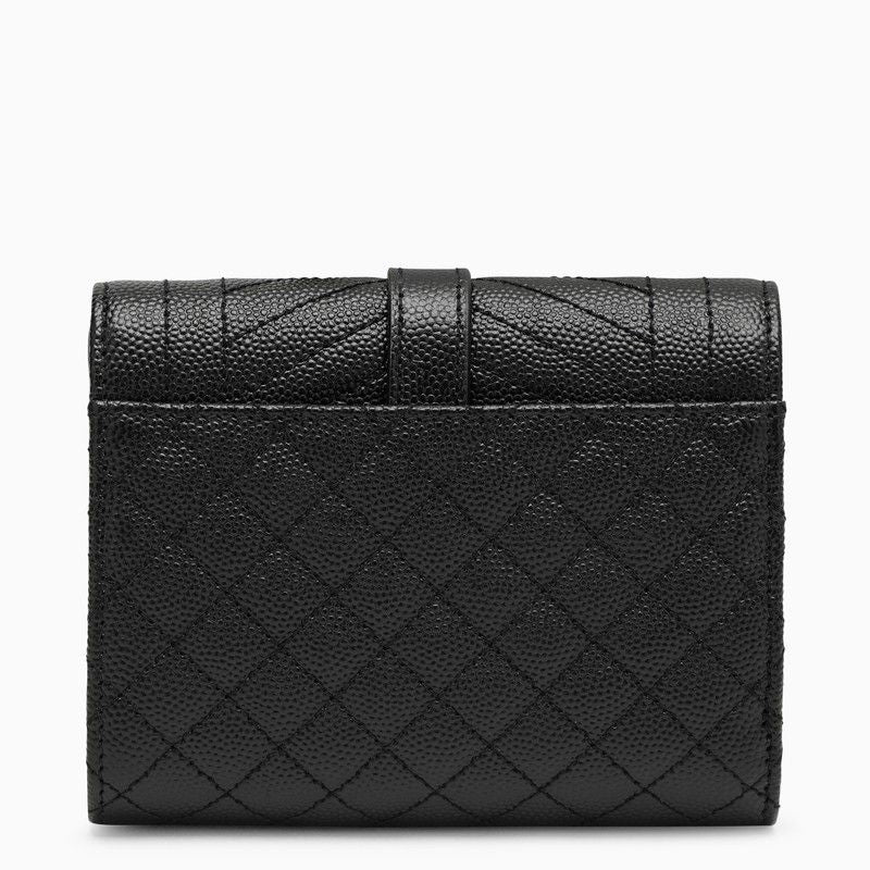 SAINT LAURENT Elegant Black Tri-Fold Leather Mini Wallet