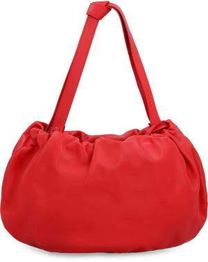 BOTTEGA VENETA Red Leather Handbag for Women - Drawstring Closure, Silver-Tone Hardware, Size 40x25x14cm