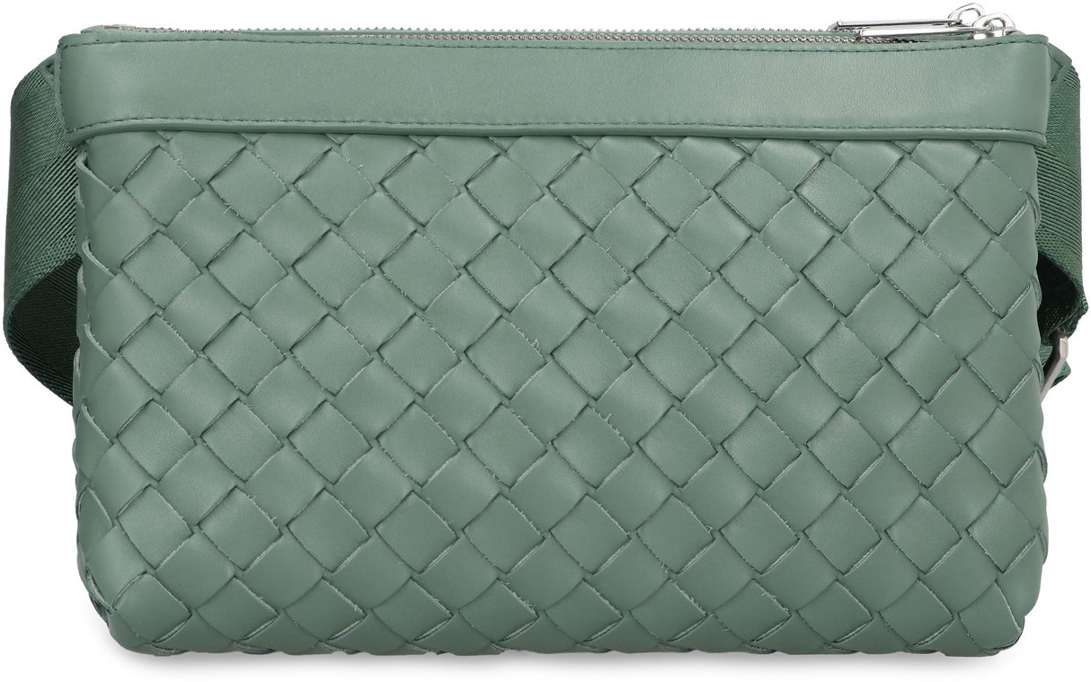 BOTTEGA VENETA Green Intrecciato Duo Crossbody Handbag for Men