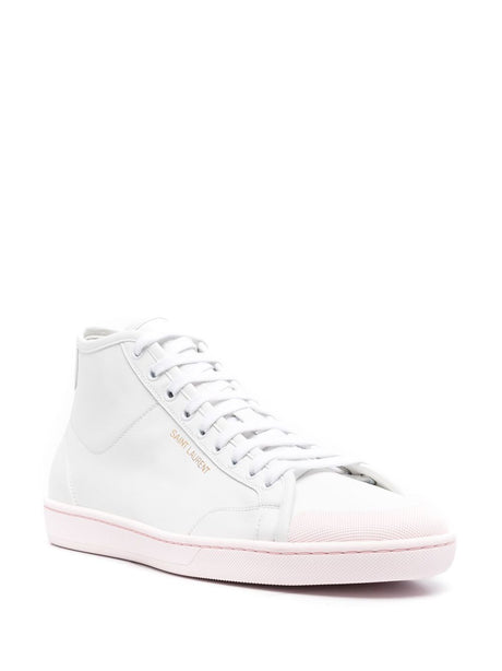 SAINT LAURENT White and Pink Sneakers for Men in Calf Leather - SS22 Collection