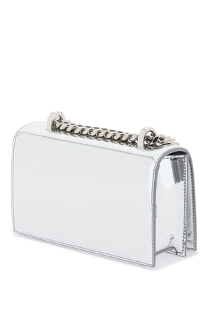 ALEXANDER MCQUEEN Mini Jeweled Satchel with Crystal-Embellished Handle and Convertible Chain Strap - Gray